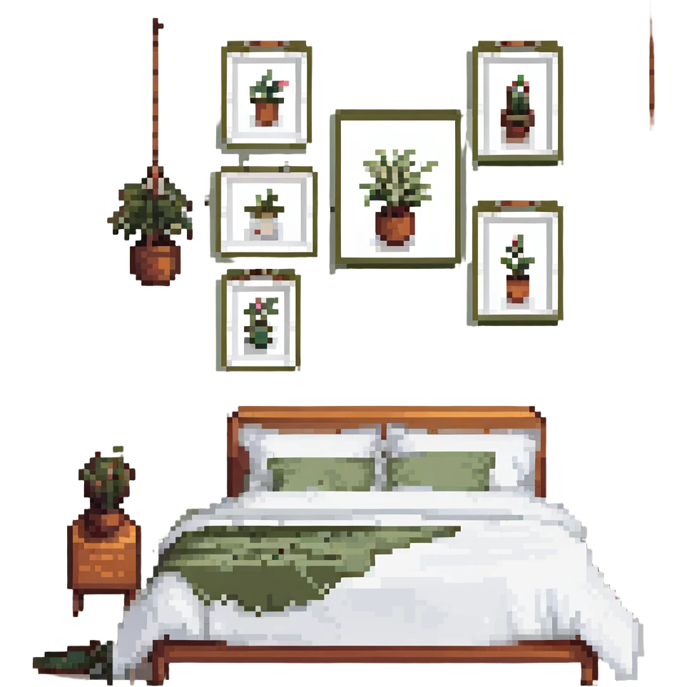 olive green bedroom plants with frames emoji