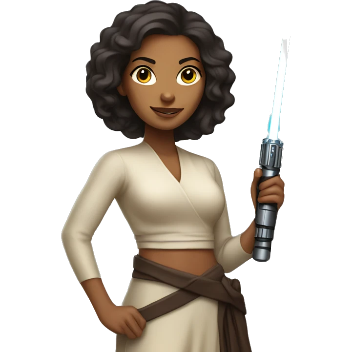 Beautiful Tan skin woman holding lightsaber  emoji