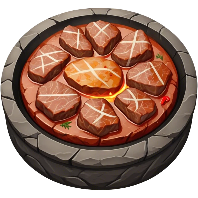 Traditional Mongolian hot stone cooked meat. emoji