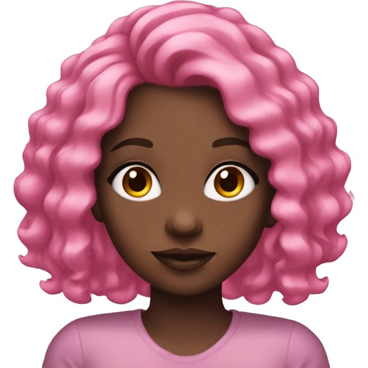 Black girl with pink hair and makeup  emoji