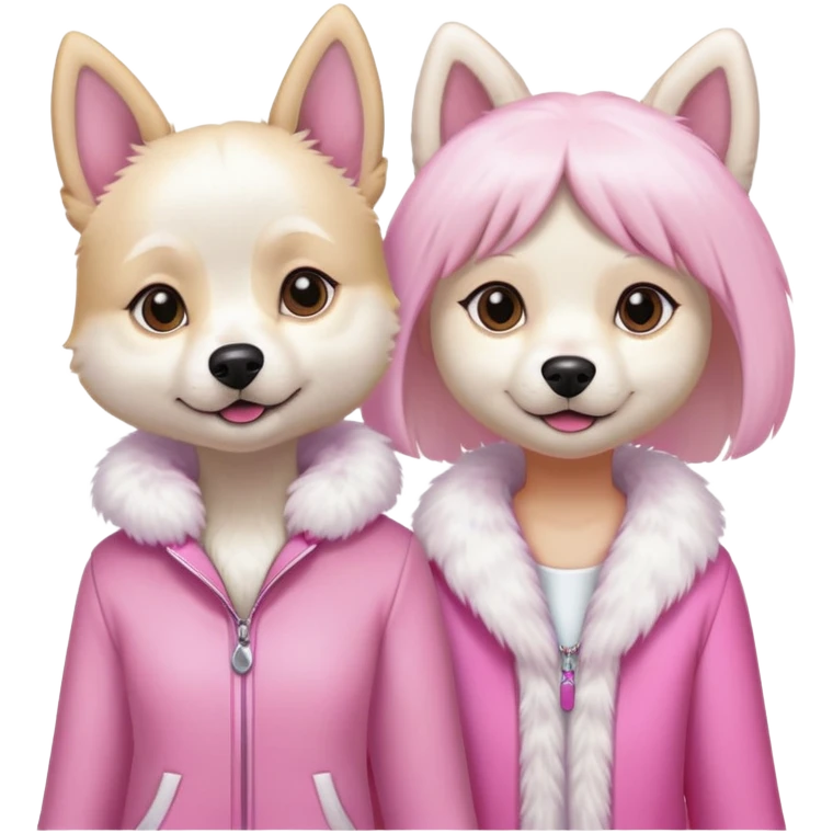 Two chishee dogs white girls pink emoji