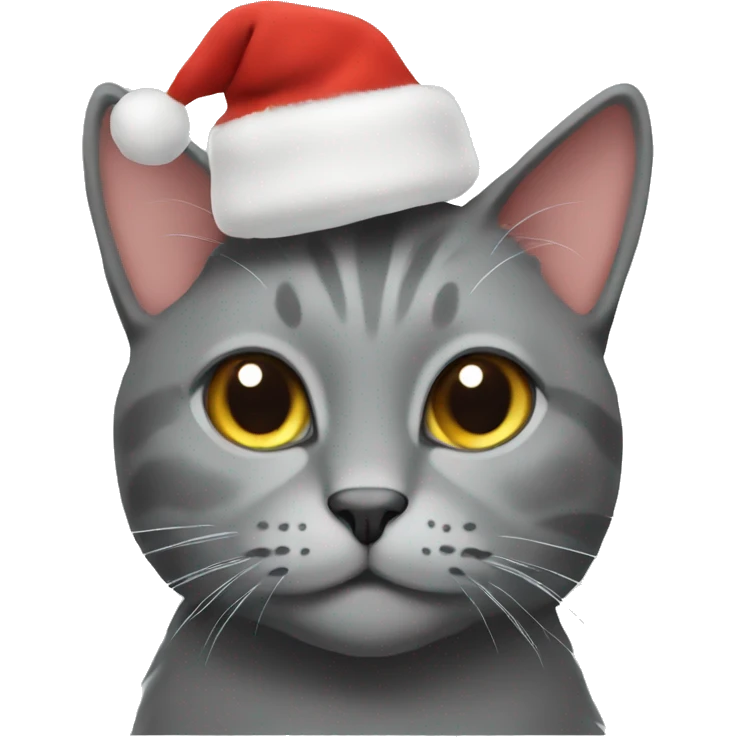 Grey cat wearing a christmas cap emoji