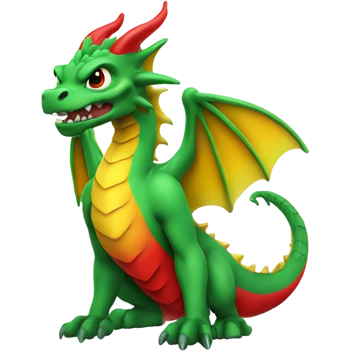  graoully dragon, green body and red back and green and yellow wings emoji