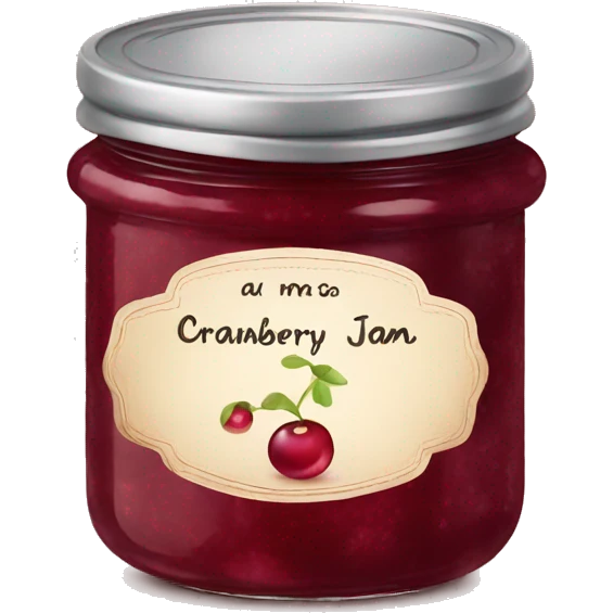 A jar of homemade cranberry jam with a cute label emoji