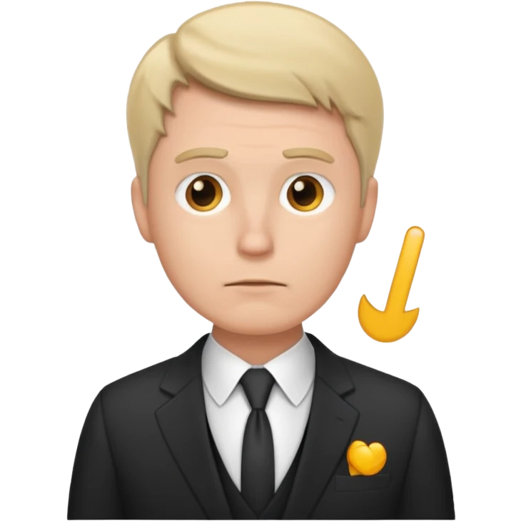 white man in formal suit in thought, showing something emoji