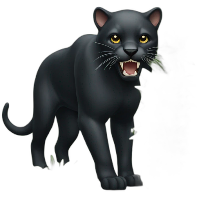 black pantera animal with a sharp tooth behind a bush emoji
