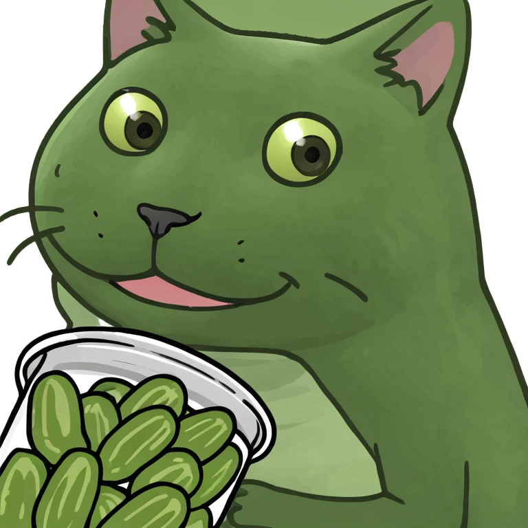 Cat on pickle emoji