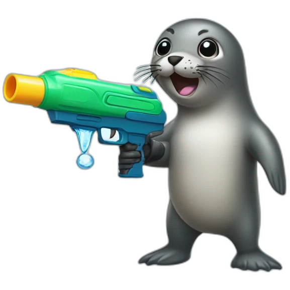 Seal shooting a water gun emoji