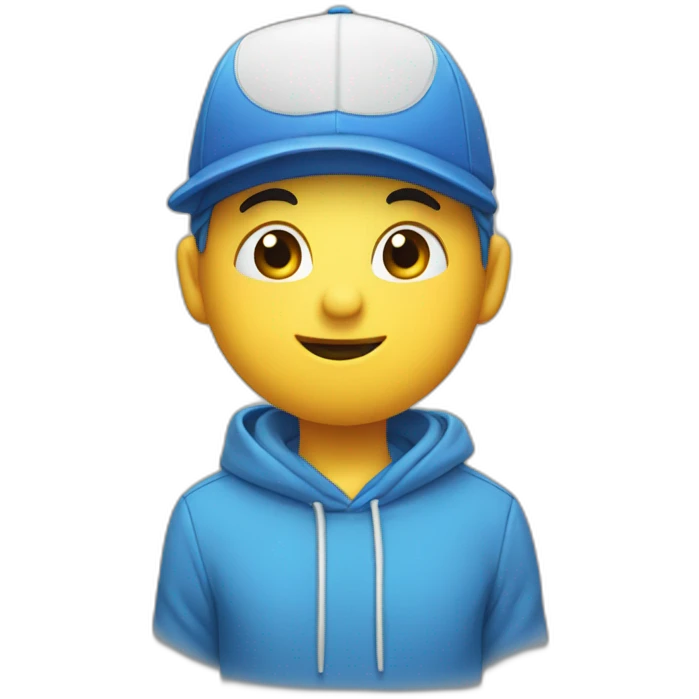 Mr.cute wearing a blue cap hand kiss emoji