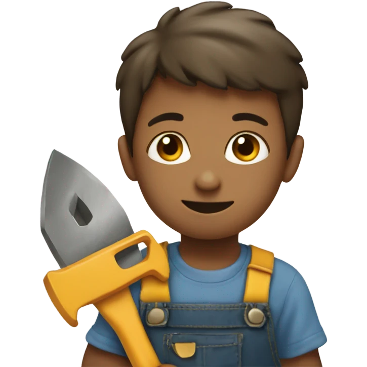 a child with a tool in his hands emoji