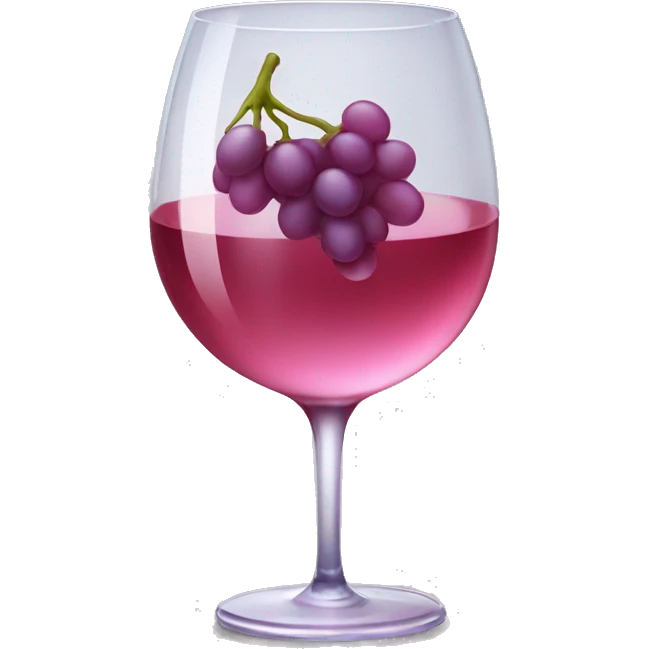 transparent wine glass filled with pink-red liquid with grapes  emoji