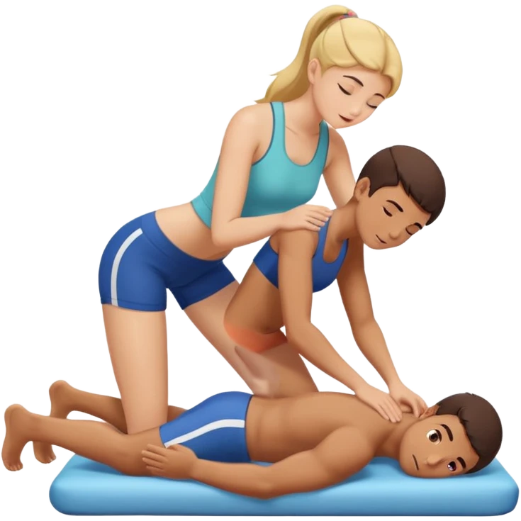 Girl giving a boy a massage on the quadriceps emoji