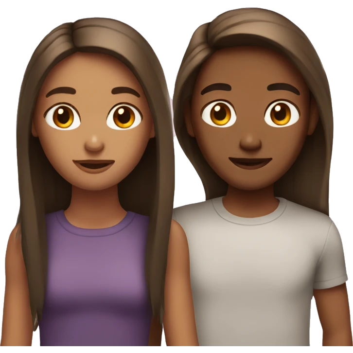 two friends with straight brown hair  emoji
