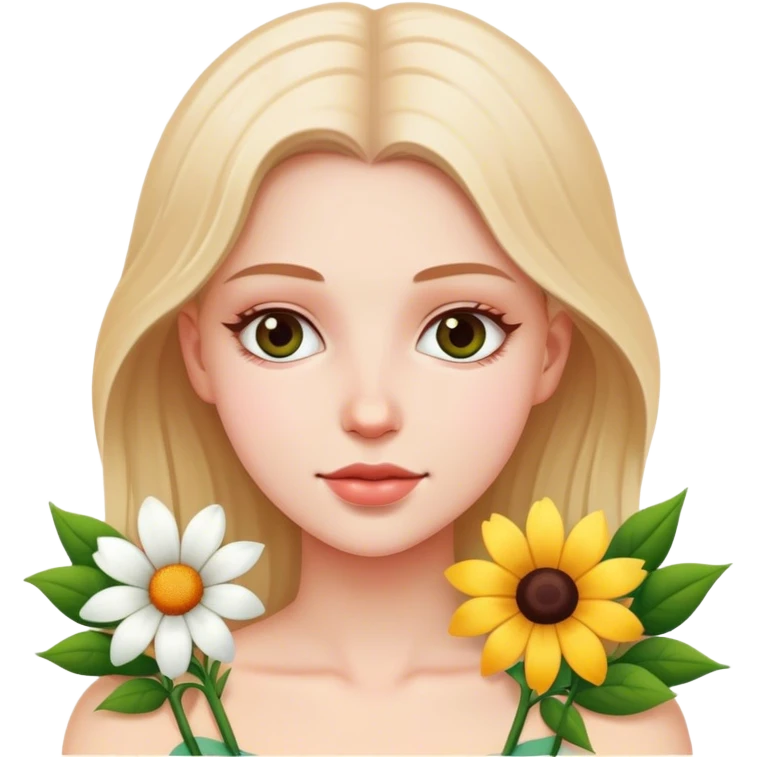 white girl with flowers emoji