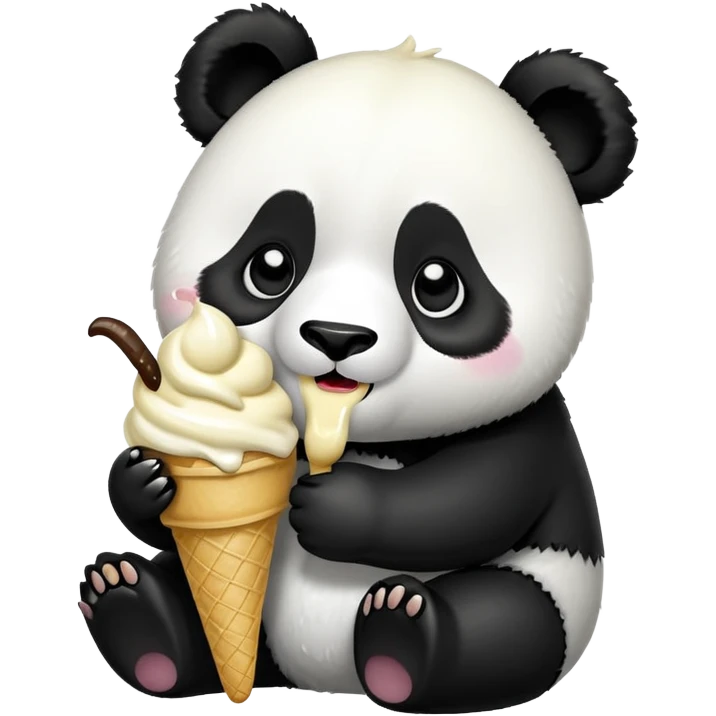 Panda eating ice cream emoji