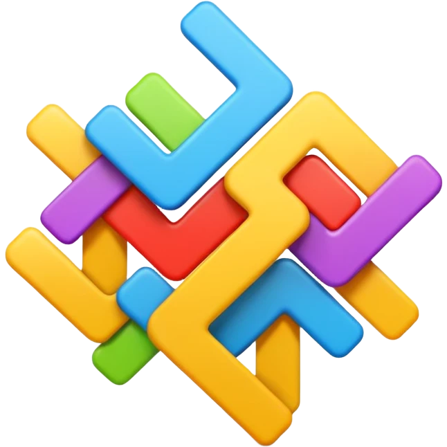 abstract depiction of Tenacity in emoji style, interlocking square forms, sense of upward movement emoji