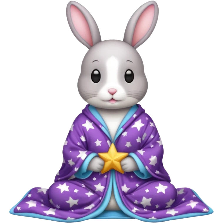bunny with star pajamas and blanket emoji
