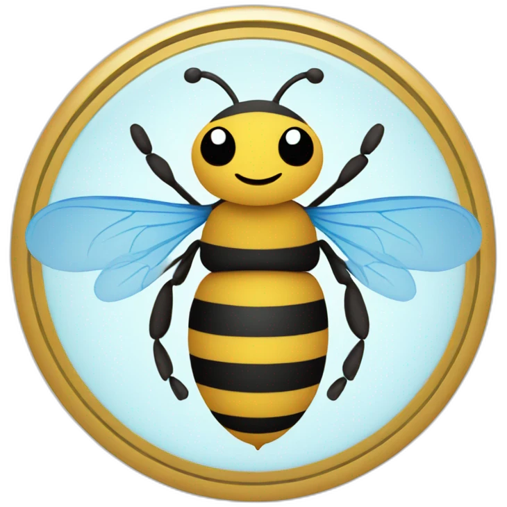 a bee, surrounded by a blue circle emoji