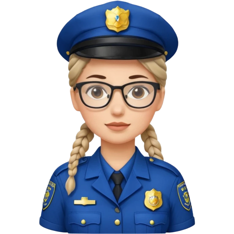 police officer woman with glasses, wearing uniform, braided hair emoji