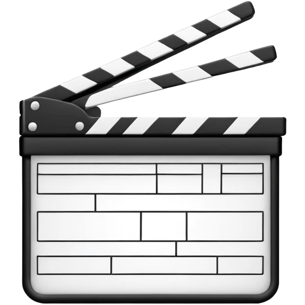 outline only movie clapper, black wireframe style, absolute minimal details, no fill emoji