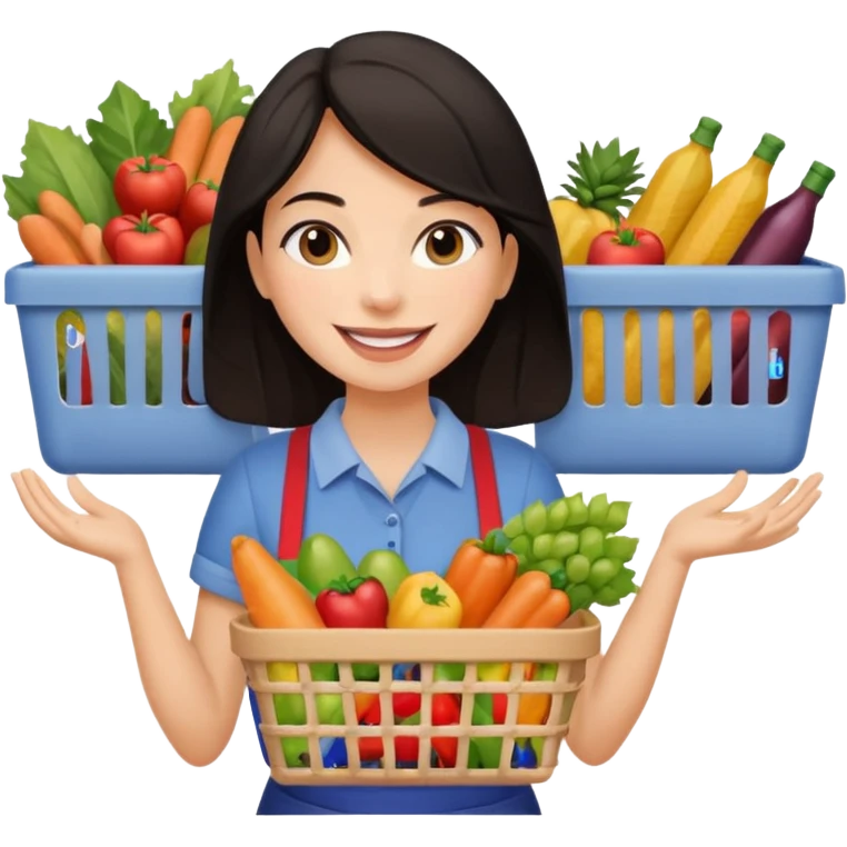 dark haired lady grocery shopping checkout emoji