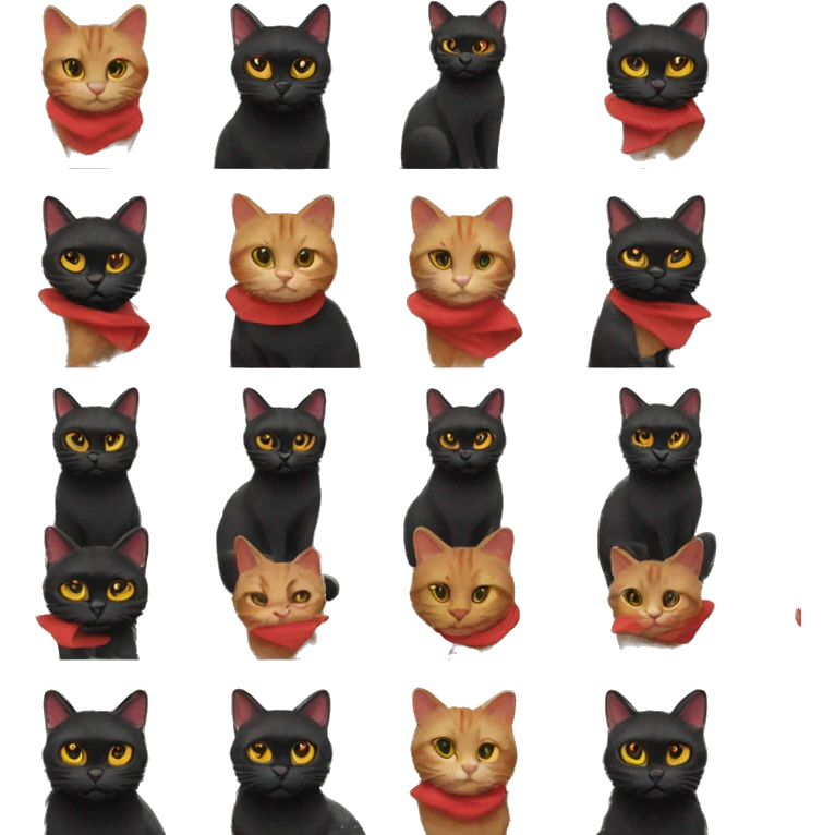 Red and black cats emoji