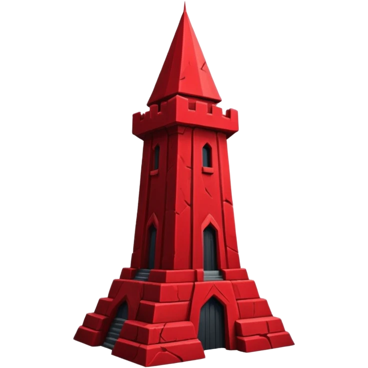 iOS sticker, dark fantasy tower, monochrome red, minimal emoji