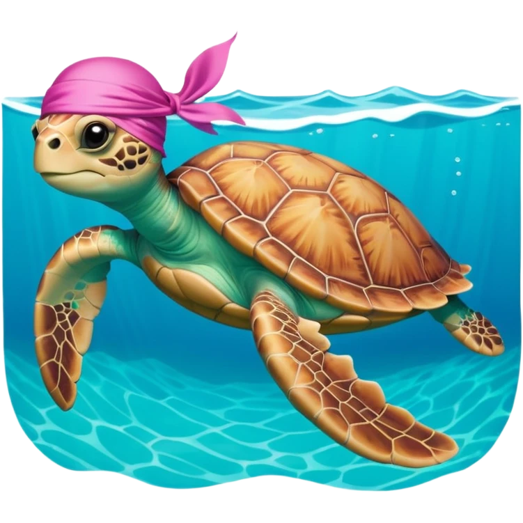 sea turtle wearing a pink pirate scarf emoji