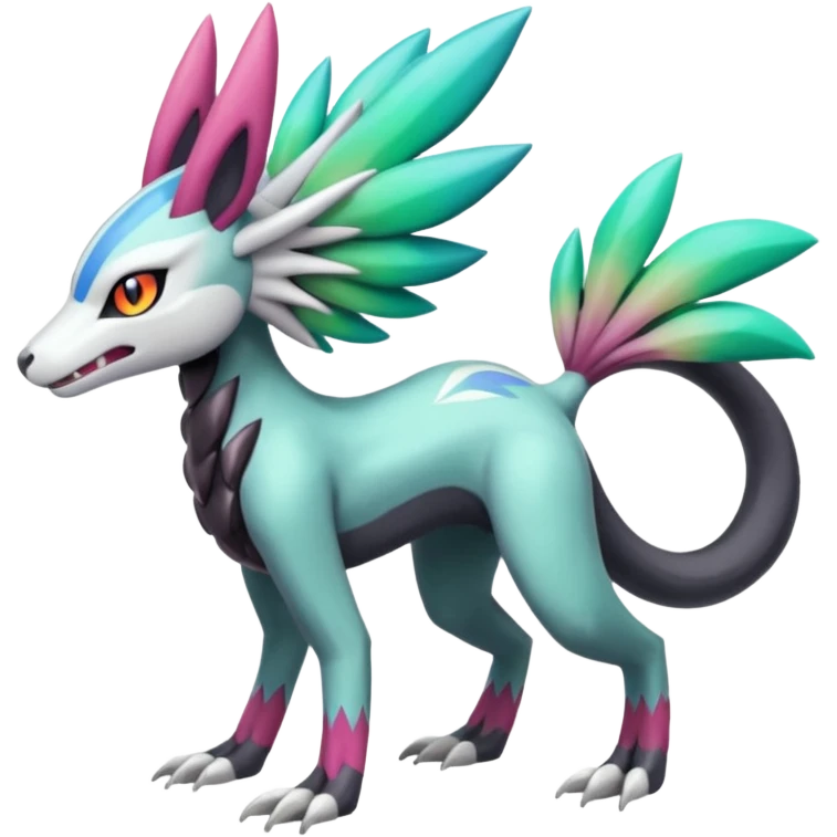 Meloetta-Sergal-Palkia-hybrid-fusion-Fakémon-creature, full body emoji