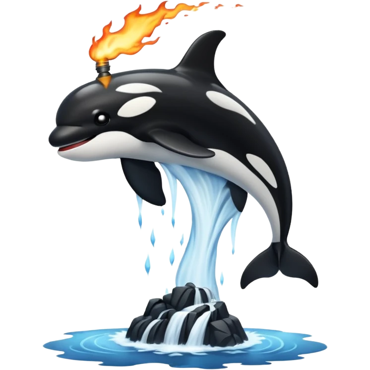 an orca on a waterfall using a firewand emoji