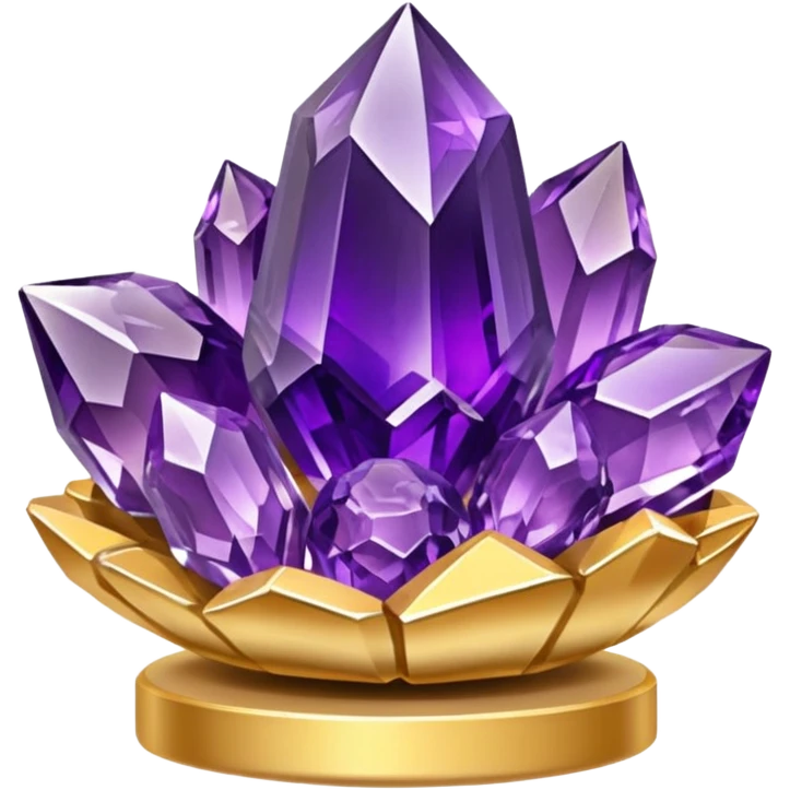 Amethyst cluster on a gold display emoji