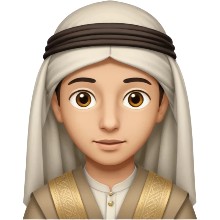Arab teenager without a beard, light brown eyes, wearing an Arab hat emoji