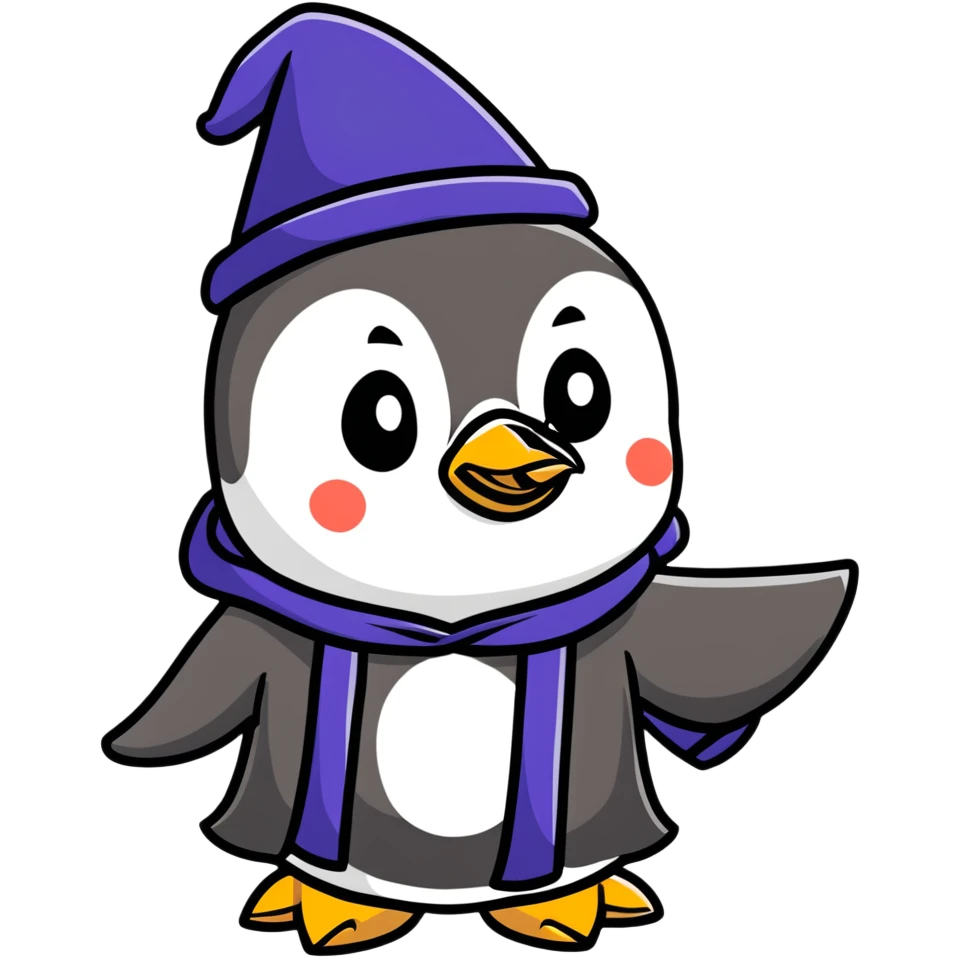 cute penguin wizard casting a spell emoji