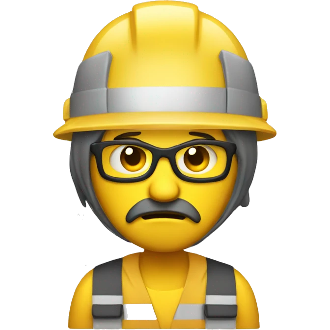 Yellow engineer with an angry face and hand on his face emoji