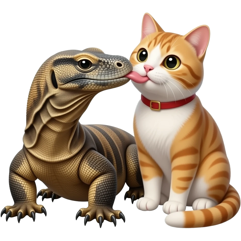 komodo dragon licking Pussy cat emoji