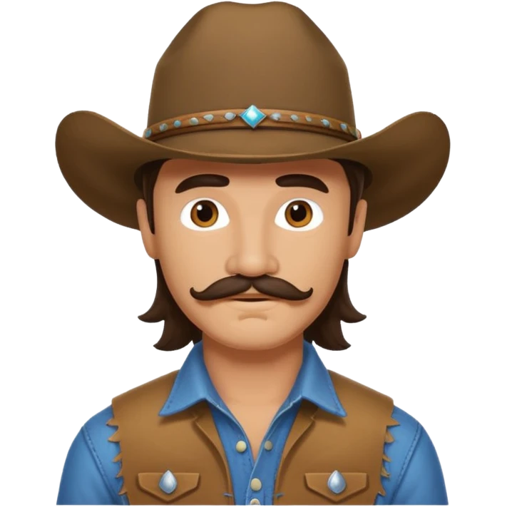 Brunette man with mullet and mustache cowboy  emoji
