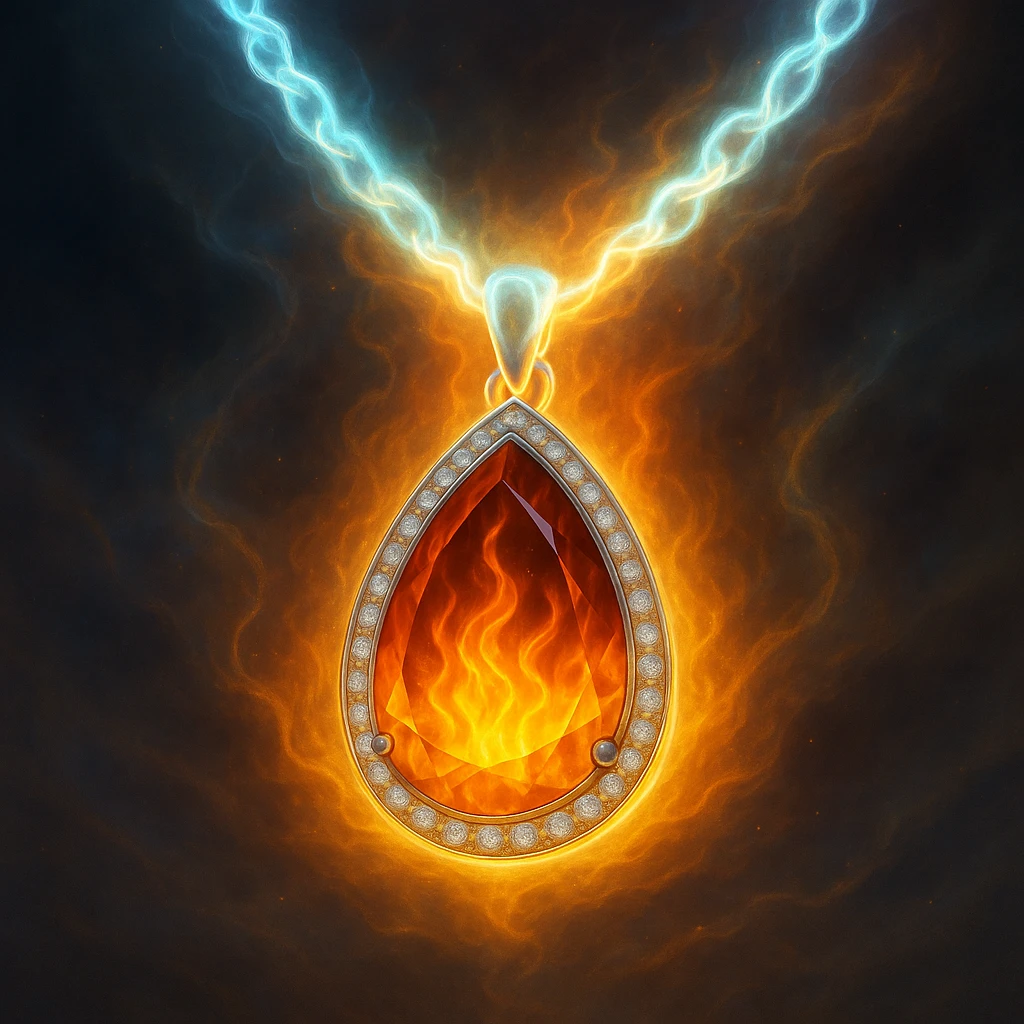 Make the necklace floating and ethereal, with a glowing aura emoji