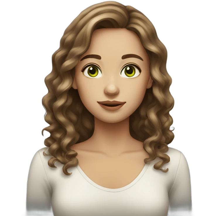 pretty girl with medium length wavy brown hair green eyes light skin emoji