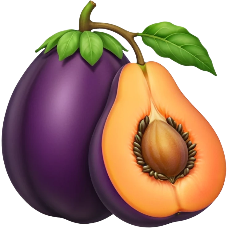 Stick an aubergine half up into the crack of a peach emoji