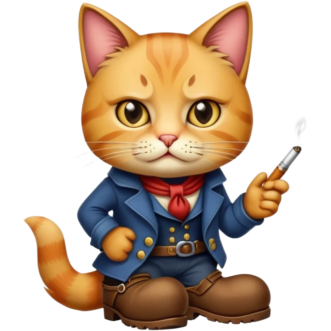 Puss in Boots nervously smokes emoji