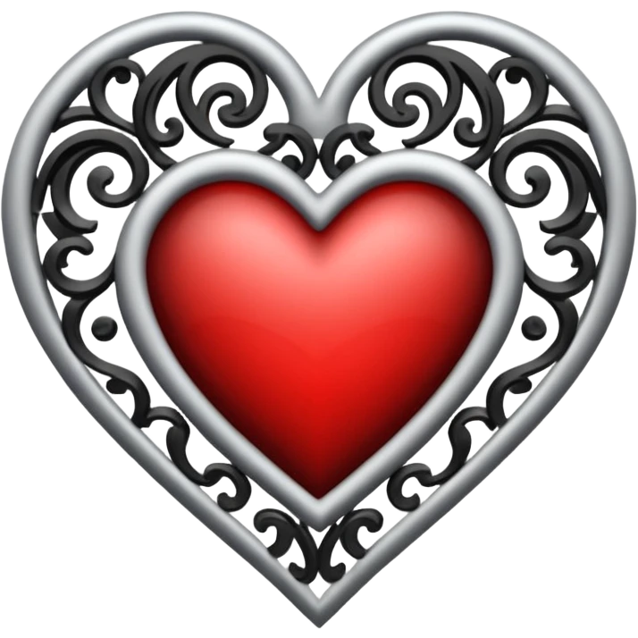 heart with black and silver filigree emoji