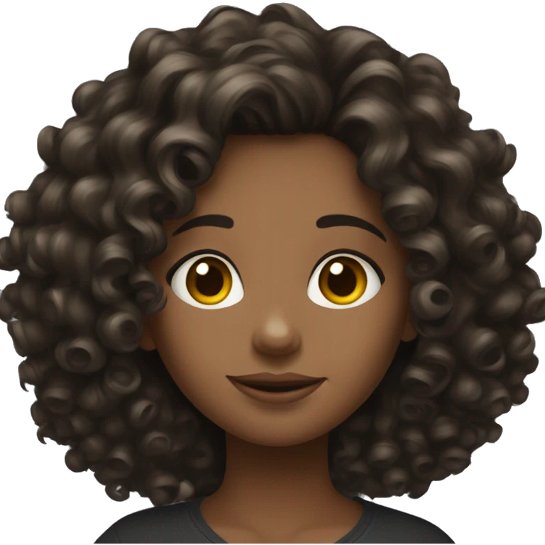 Curly hair black brunette girl emoji