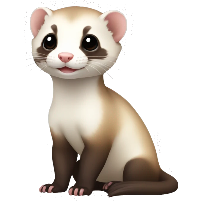baby ferret with white body and face and brown legs emoji