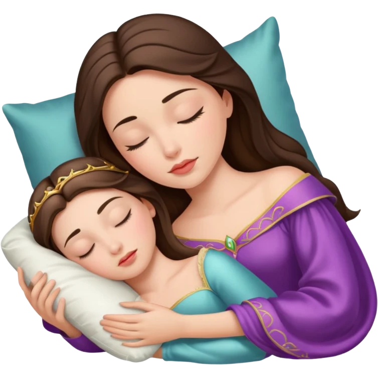 sleeping beauty brunette white girl with a silk pillow emoji