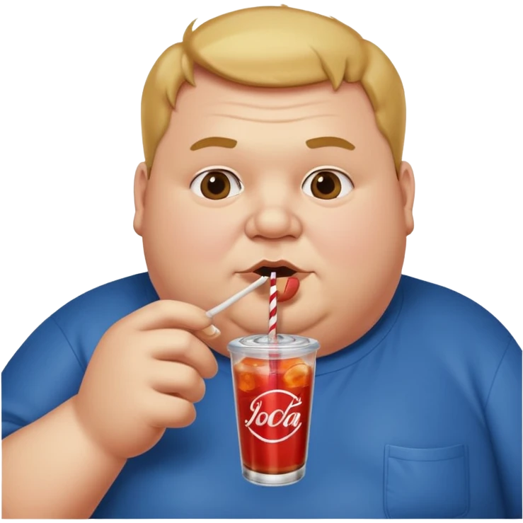 Fat Man sipping soda emoji
