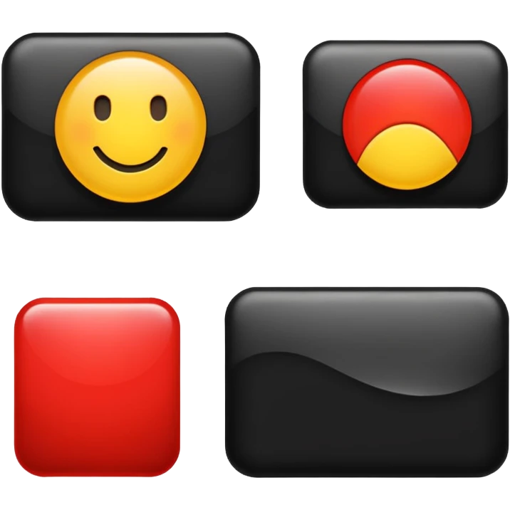 A wawy black and a red rectangle and a yellow circle emoji