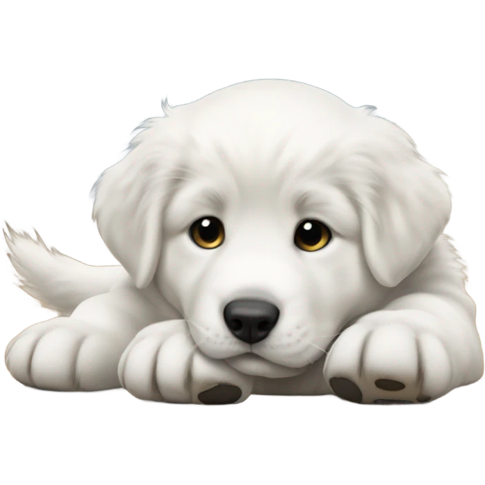 Great Pyrenees puppy with Nike shoes emoji