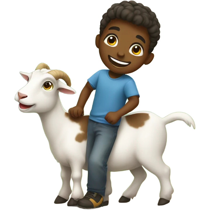 boy with goat outdoors emoji