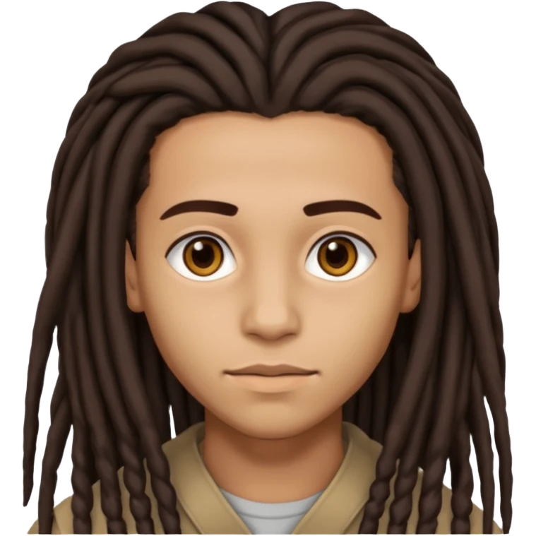 Lightskin with brown eyes and dark brown long dreads with a lining emoji
