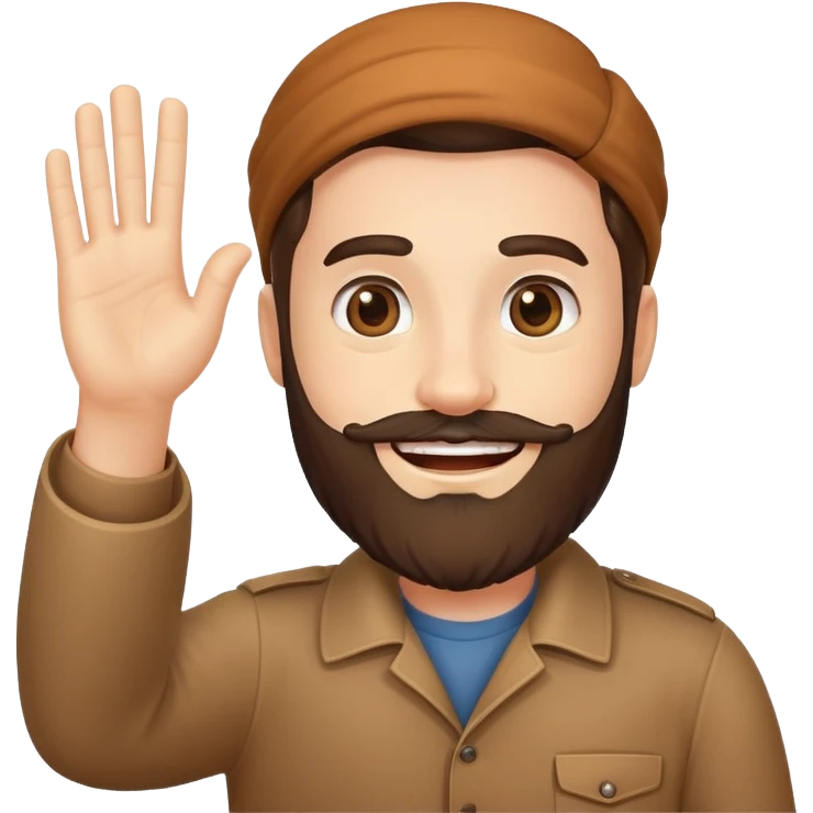 bearded man with friendly smile waving hand emoji